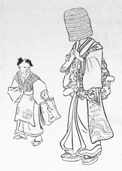 A komusō playing shakuhachi, from J. M. W. Silver, Sketches of Japanese Manners and Customs, 1867